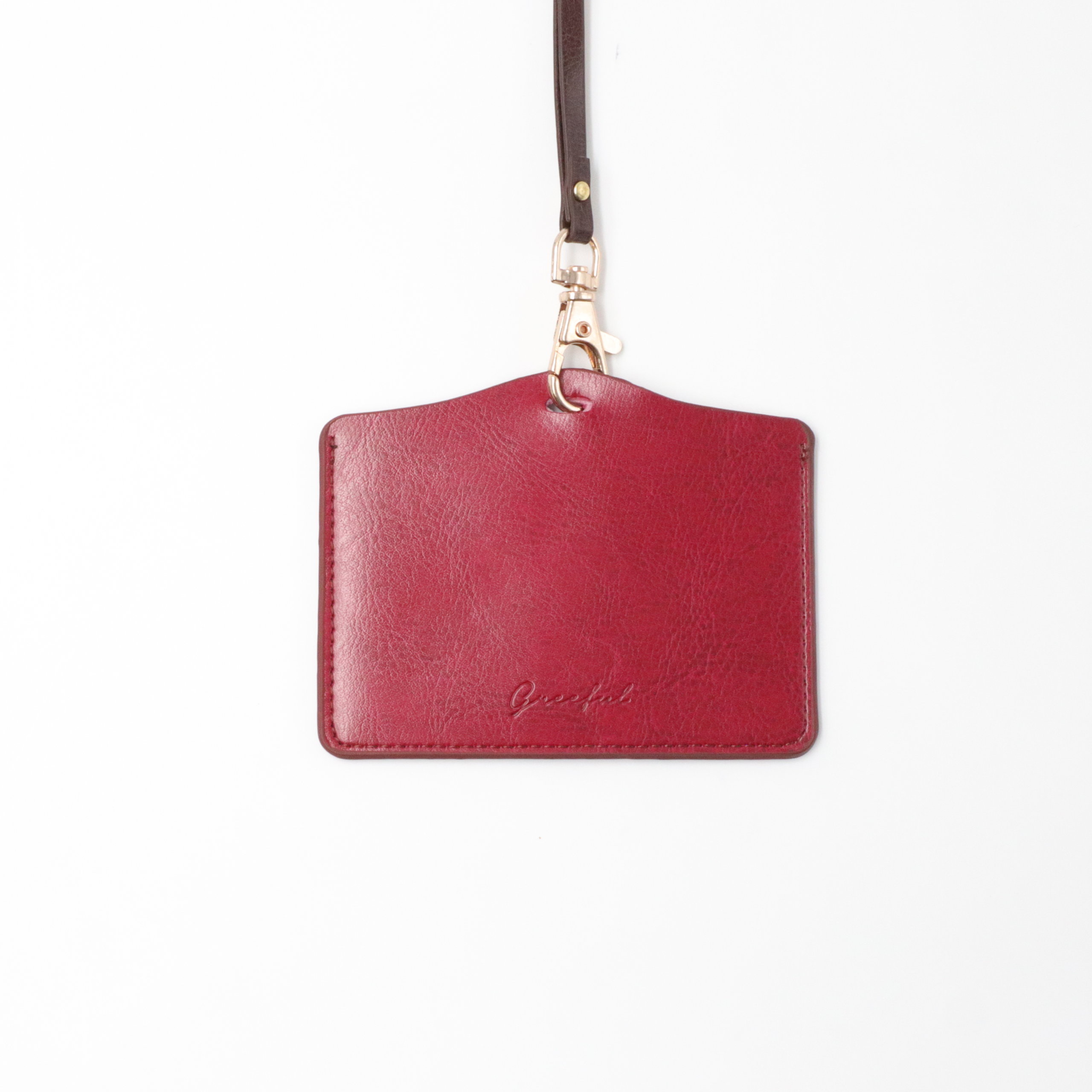 Greeful　 IDホルダー ワイン×ブラウン商品画像　裏