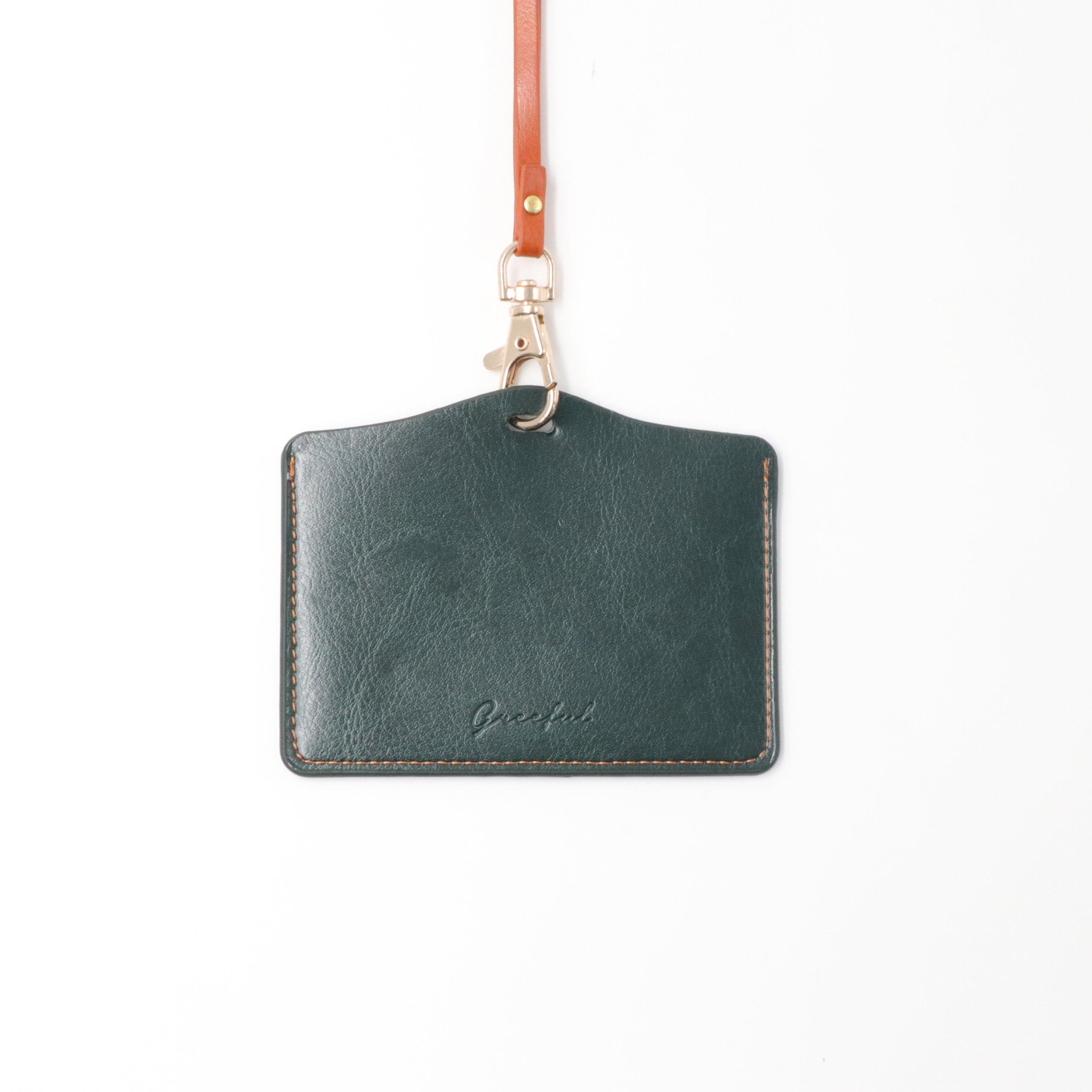 Greeful　 IDホルダー ダークグリーン×キャメル商品画像　裏