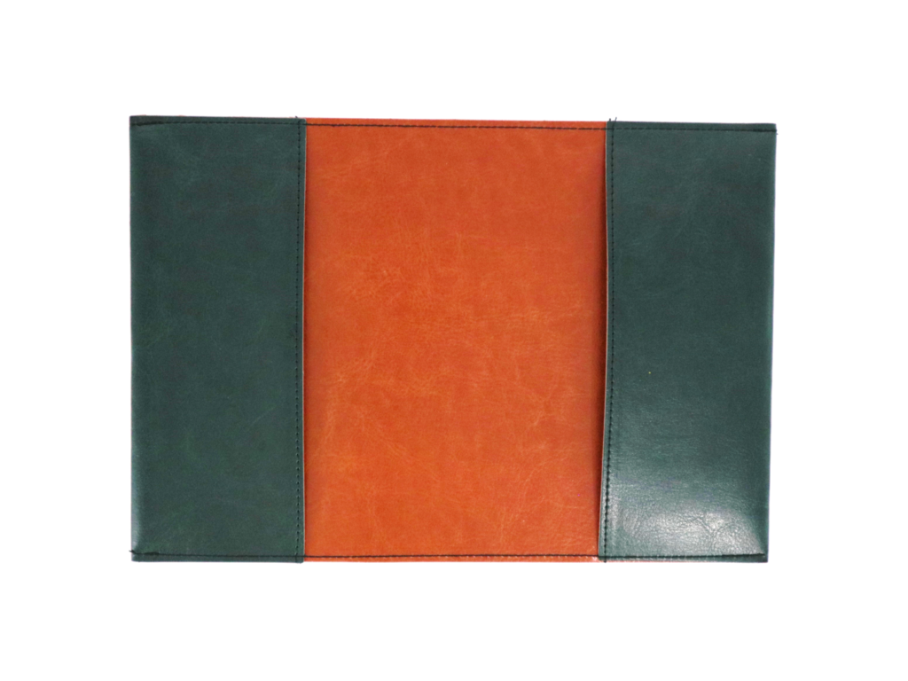 Greeful　ブックカバー　ダークグリーン×キャメル商品画像　裏