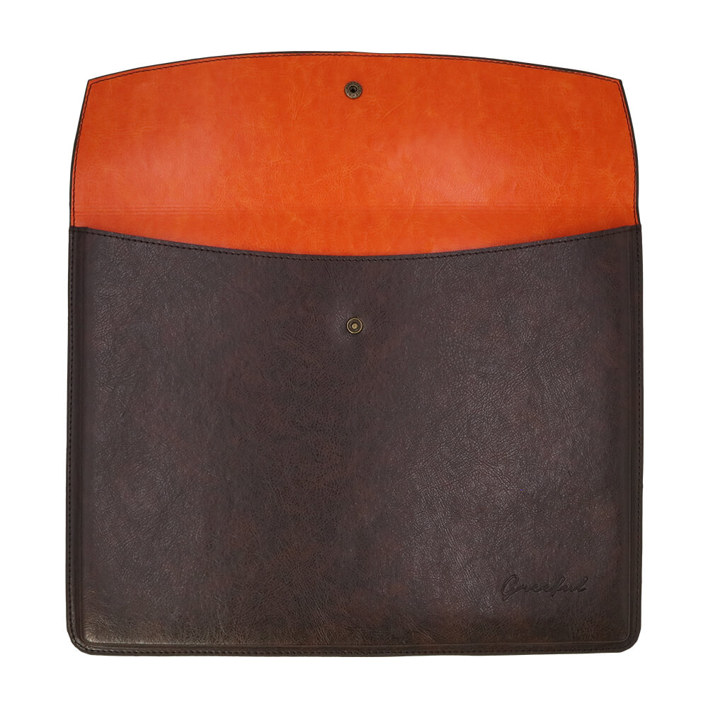 Greeful ブリーフケース　ブラウン×オレンジ商品画像　開いた画像