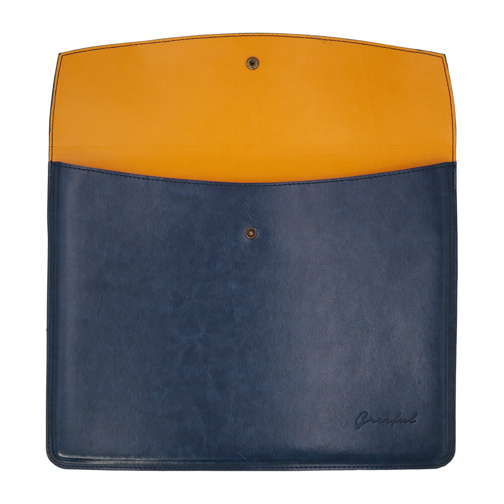 Greeful ブリーフケース　ネイビー×イエロー商品画像　開いた画像