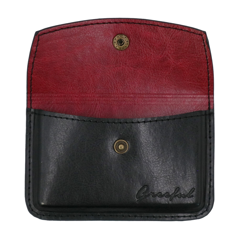 Greeful カードケース　ブラック×ワイン商品画像　開いた画像