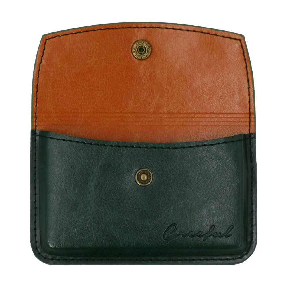 Greeful カードケース　ダークグリーン×キャメル商品画像　開いた画像