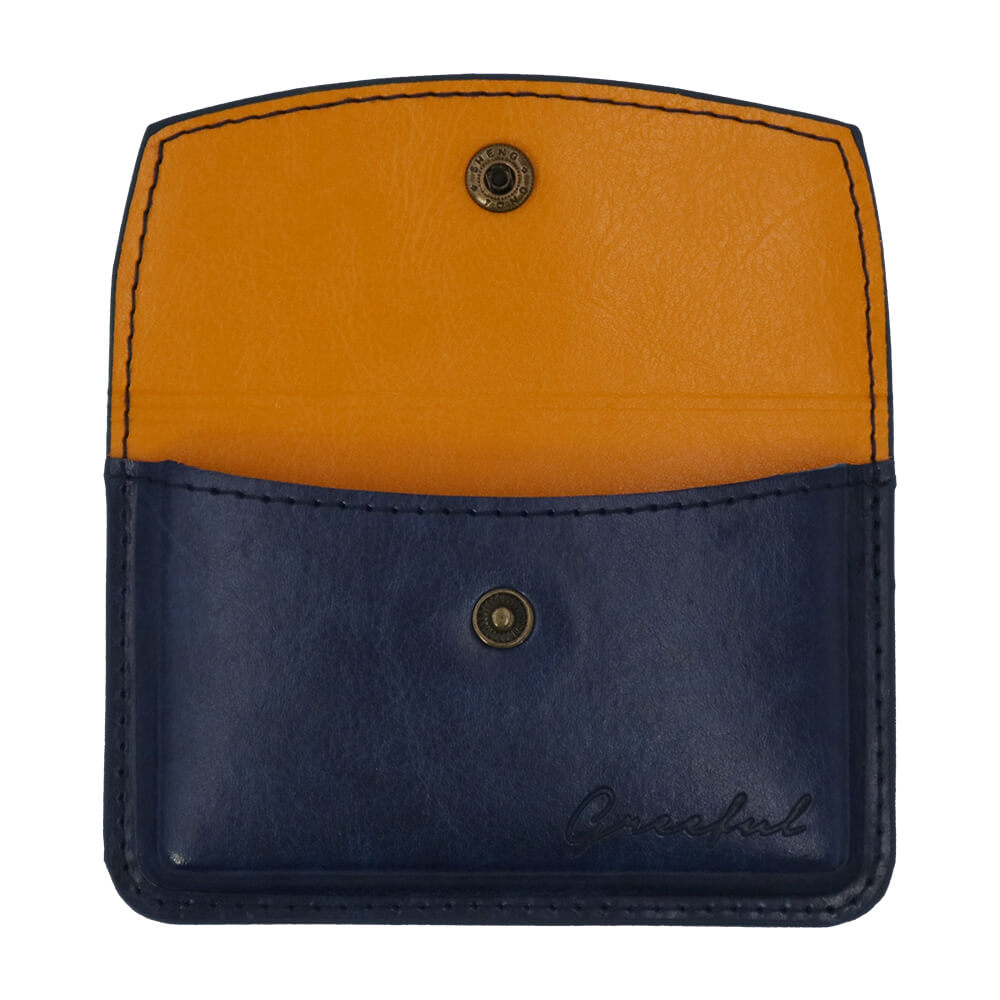 Greeful カードケース　ネイビー×イエロー商品画像　開いた画像