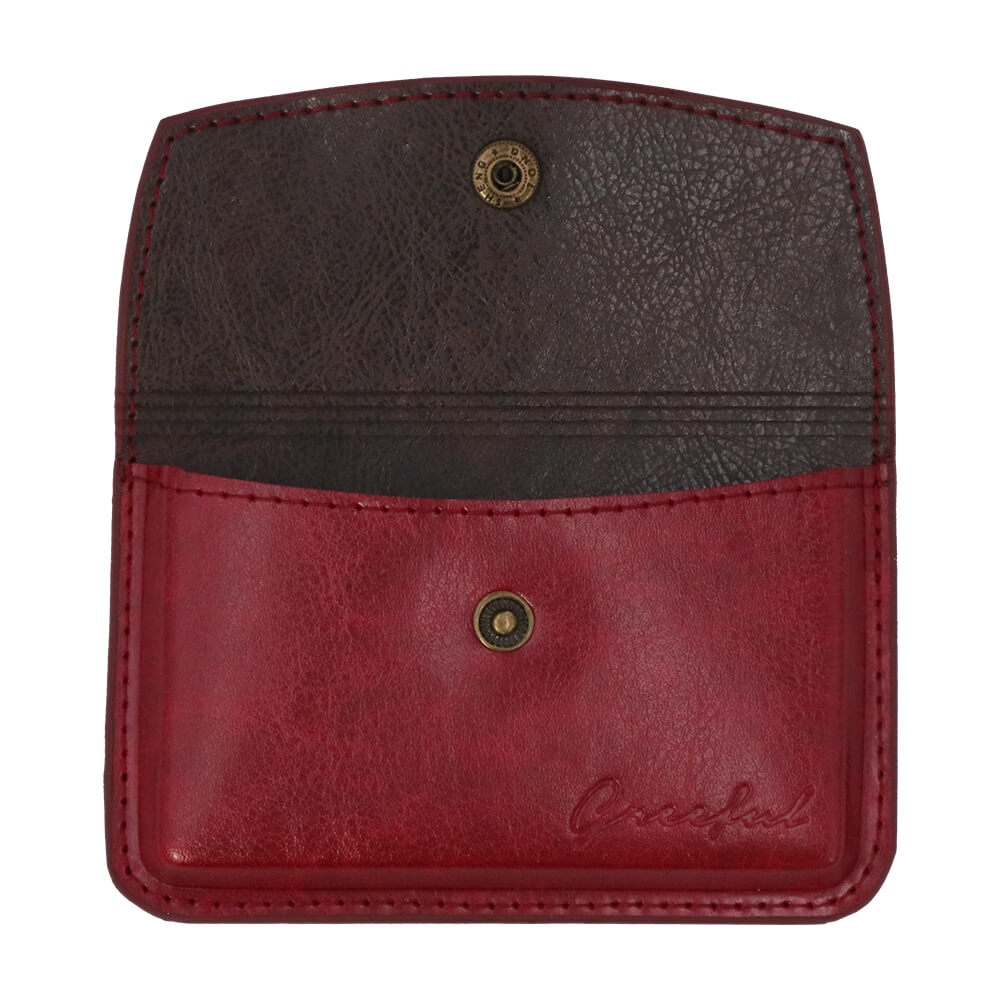 Greeful カードケース　ワイン×ブラウン商品画像　開いた画像
