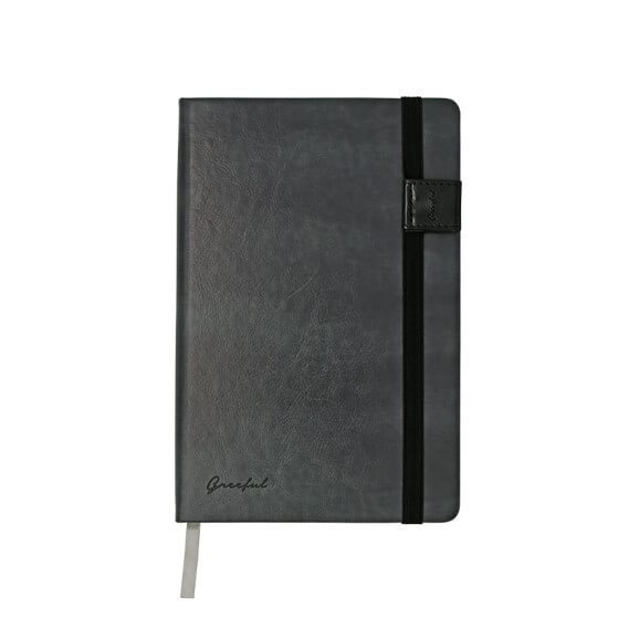 Greeful　ハードカバーノート縦バンドL　グレー×ブラック商品画像