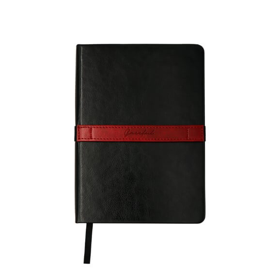 Greeful　ハードカバーノート横バンドM　ブラック×ワイン商品画像