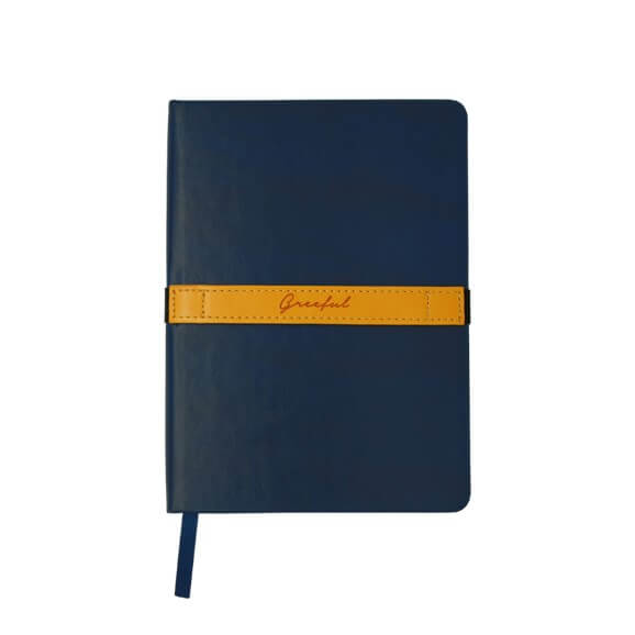 Greeful　ハードカバーノート横バンドM　ネイビー×イエロー商品画像