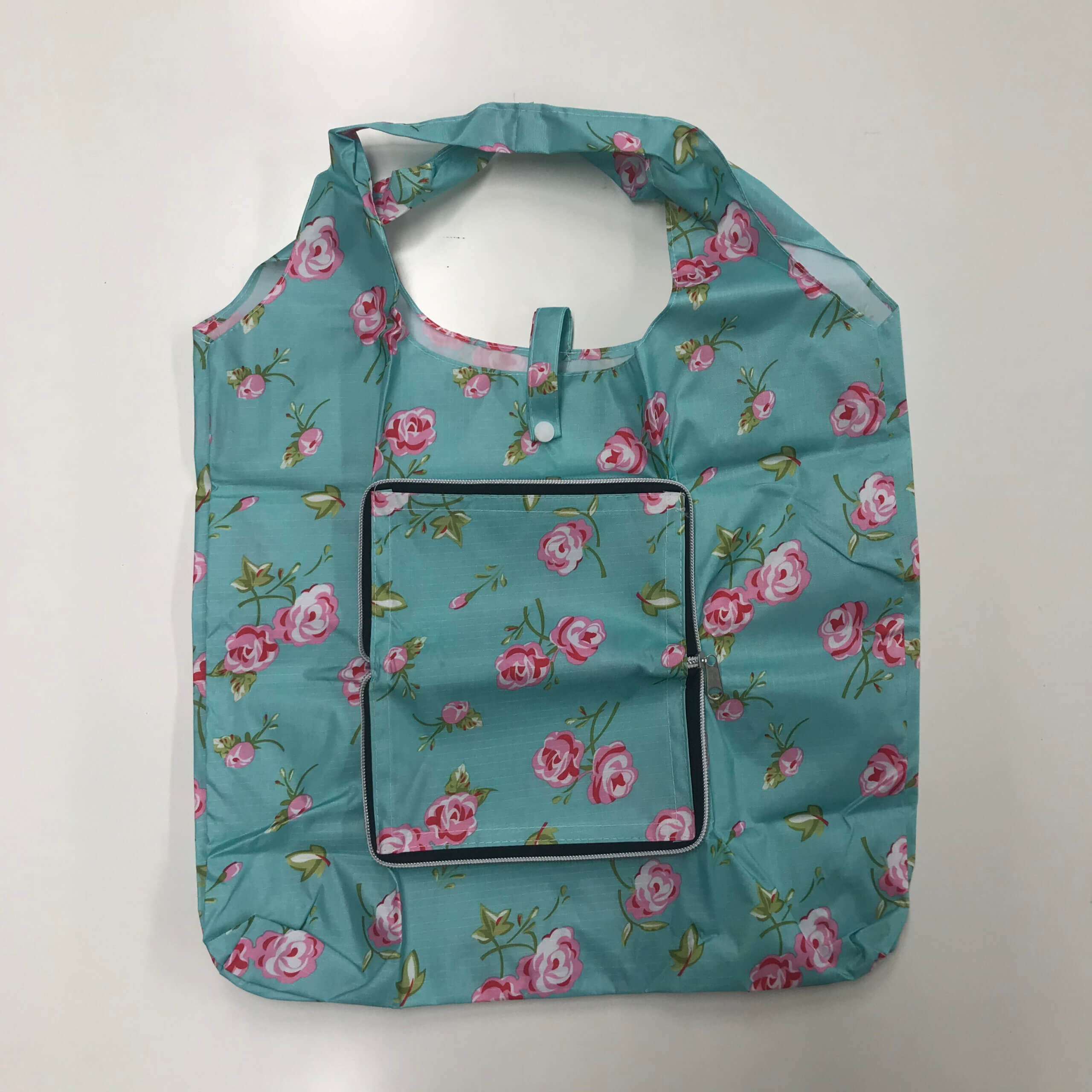 おサイフ型エコバッグBook　薔薇　ブルー商品画像　表