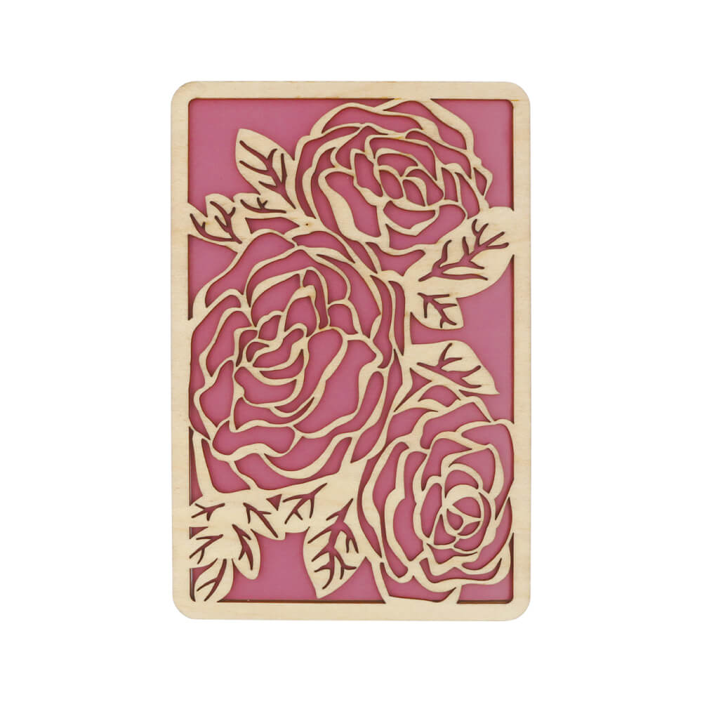 かさね木 メッセージカード　薔薇・白鳥 シンプルカラー　商品画像薔薇