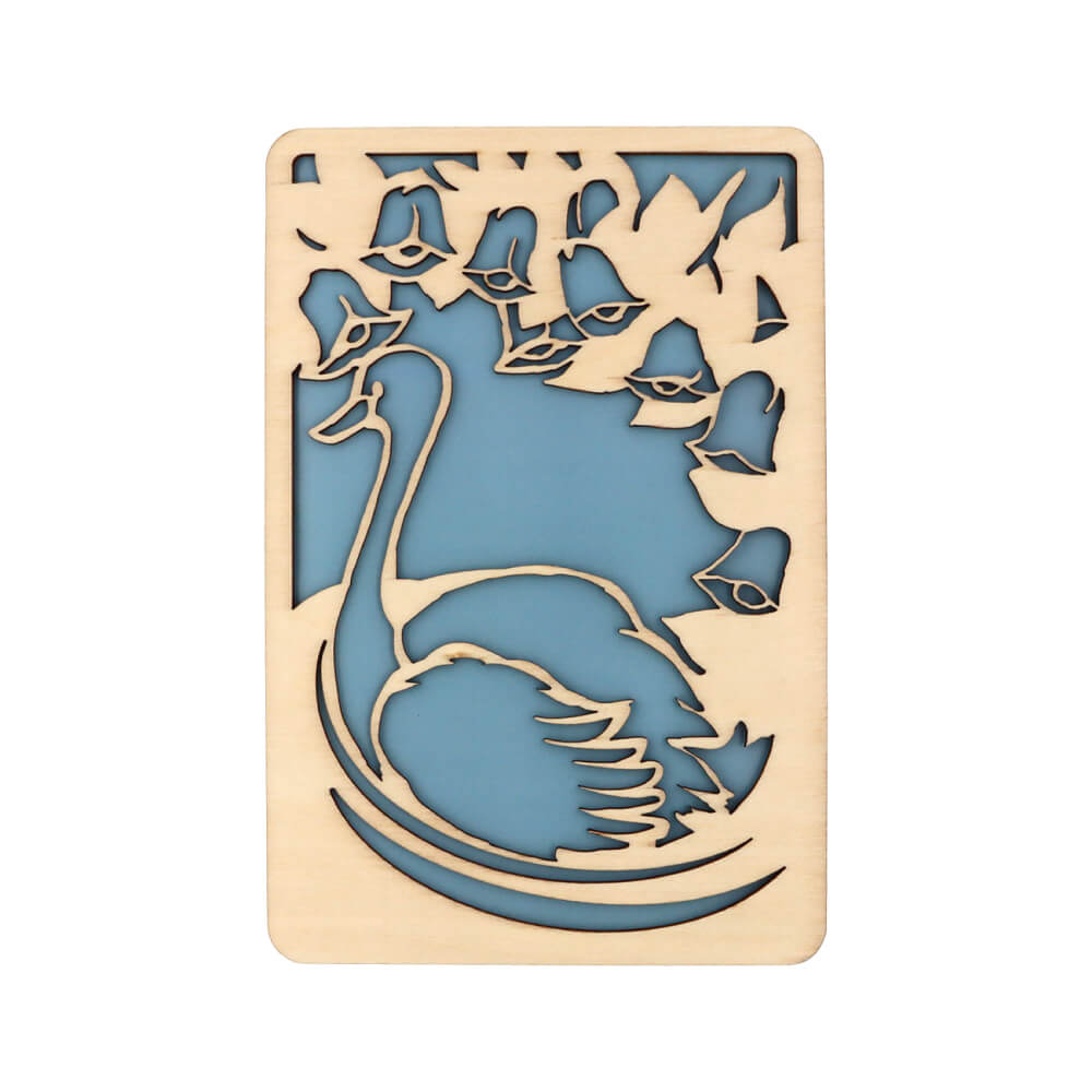 かさね木 メッセージカード　薔薇・白鳥 シンプルカラー　商品画像白鳥